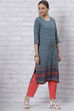 Grey LIVA Straight Kurta image number 3
